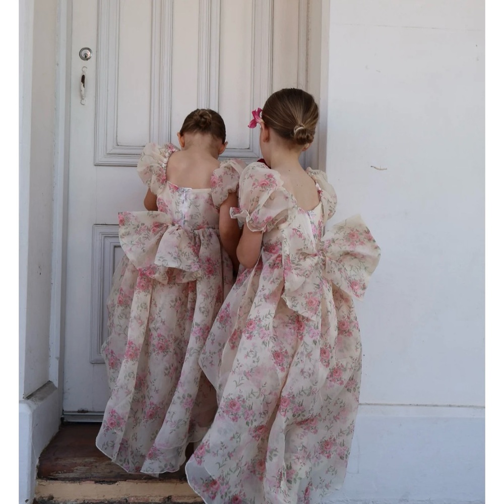 Floral Girls' Dresses with Bows